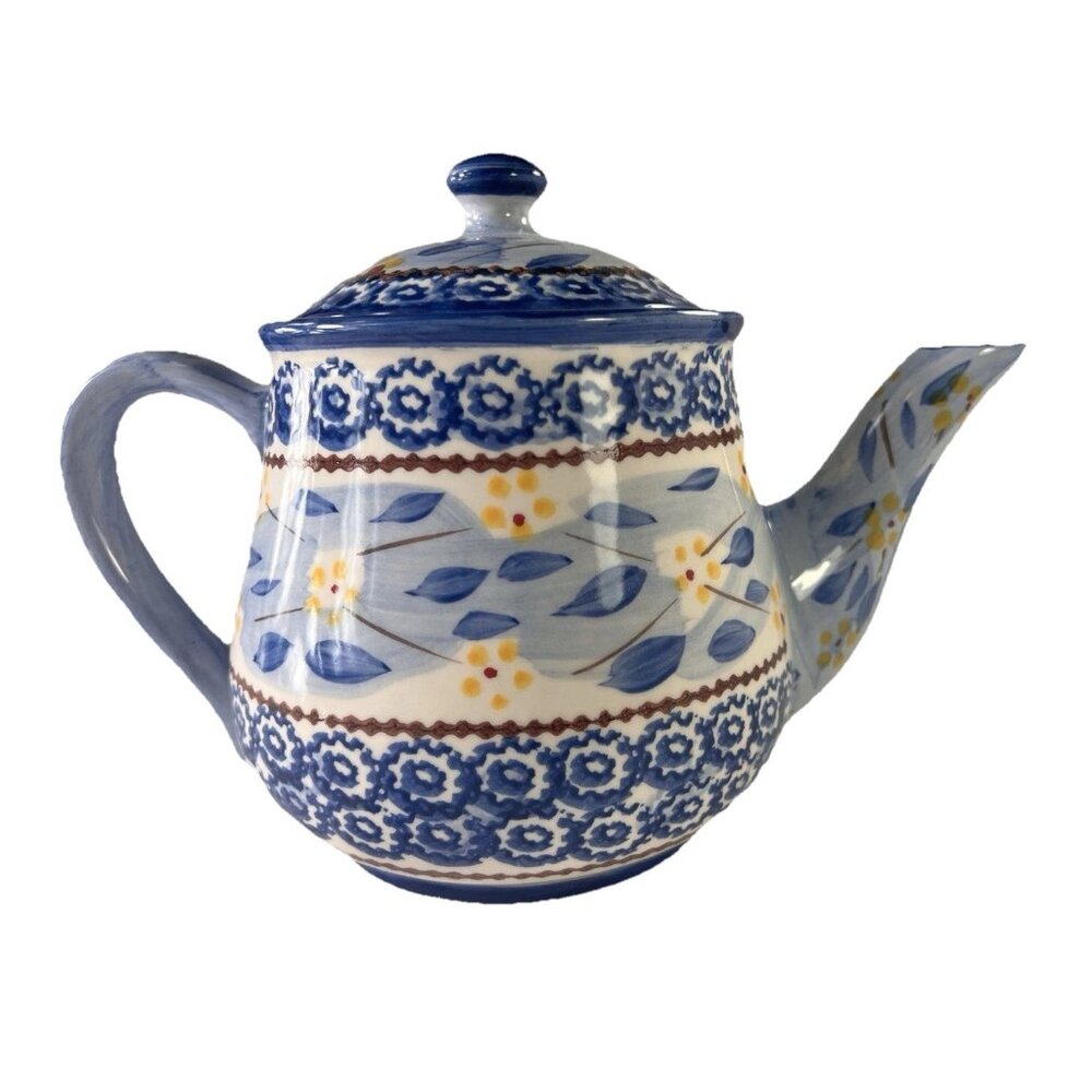 Temp-tations  by Tara tea pot Blue‎ and yellow